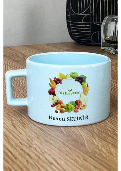 Kişiye Özel Diyetisyen Pastel Fincan Mavi Tıp Bayramı Hediyesi