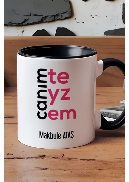 Kişiye Özel Canım Teyzem Kupa Bardak Siyah Teyzeye Anneler Günü Hediyesi