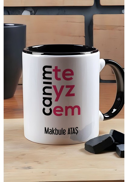 Kişiye Özel Canım Teyzem Kupa Bardak Siyah Teyzeye Anneler Günü Hediyesi modelleri