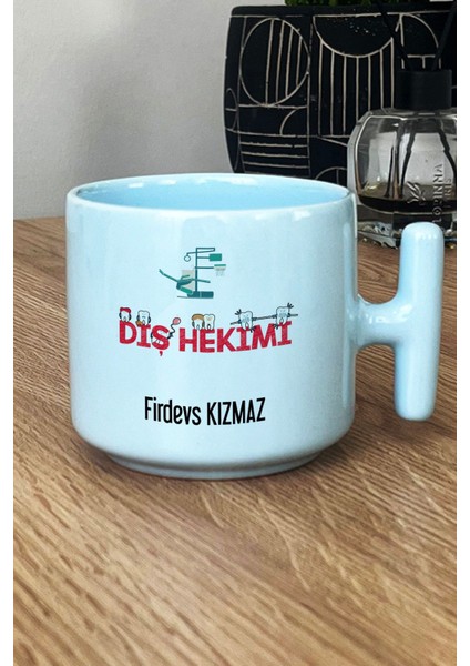 Kişiye Özel Diş Hekimi Pastel T Kulplu Kupa Bardak Mavi Diş Hekimleri Günü Hediyesi fiyatları