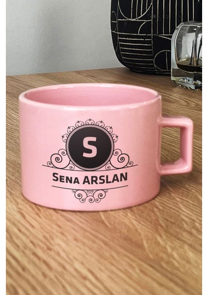Kişiye Özel Baş Harf Isim Soyisim Yazılı Pastel Fincan Pembe Doğum Günü Hediyesi fiyatları