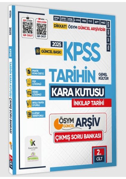 2025 KPSS Tarihin Kara Kutusu 2.cilt Pdf ve Video Çözümlü Konu Özetli Ösym Çıkmış Soru Havuzu Bankası