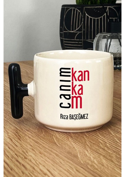 Kişiye Özel Canım Kankam Kupa Bardak T Kulplu Siyah Arkadaşa Doğum Günü Hediyesi