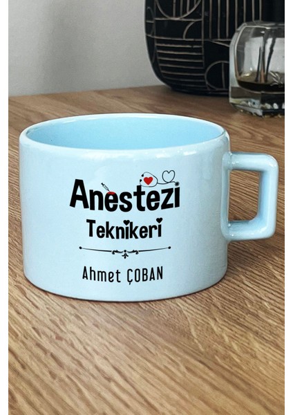 Kişiye Özel Anestezi Teknikeri Pastel Fincan Mavi Tıp Bayramı Hediyesi fiyatları