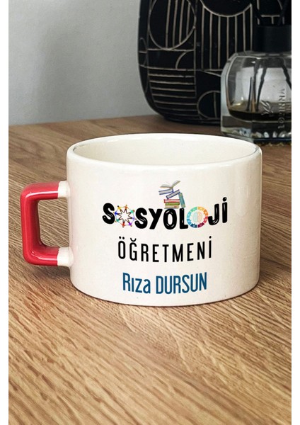 Kişiye Özel Sosyoloji Öğretmeni Lüks Fincan Turuncu Öğretmenler Günü Hediyesi