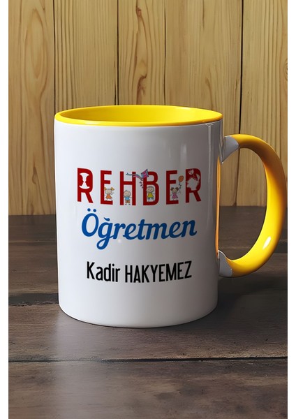Kişiye Özel Rehber Öğretmen Kupa Bardak Sarı Öğretmenler Günü Hediyesi modelleri