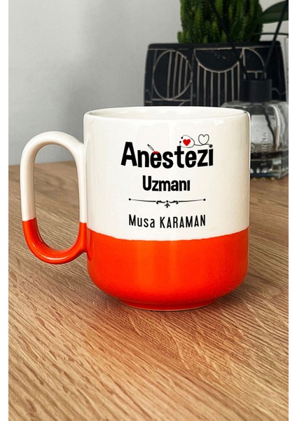 Kişiye Özel Anestezi Uzmanı Pro Kupa Bardak Turuncu Tıp Bayramı Hediyesi