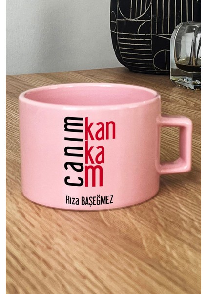 Kişiye Özel Canım Kankam Pastel Fincan Pembe Arkadaşa Doğum Günü Hediyesi