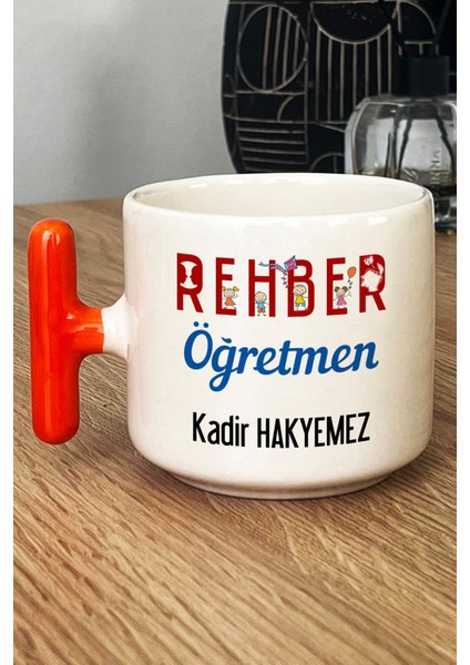 Kişiye Özel Rehber Öğretmen Kupa Bardak T Kulplu Turuncu Öğretmenler Günü Hediyesi