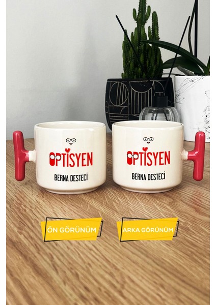 Kişiye Özel Optisyen Kupa Bardak T Kulplu Pembe Isme Özel Tıp Bayramı Hediyeleri