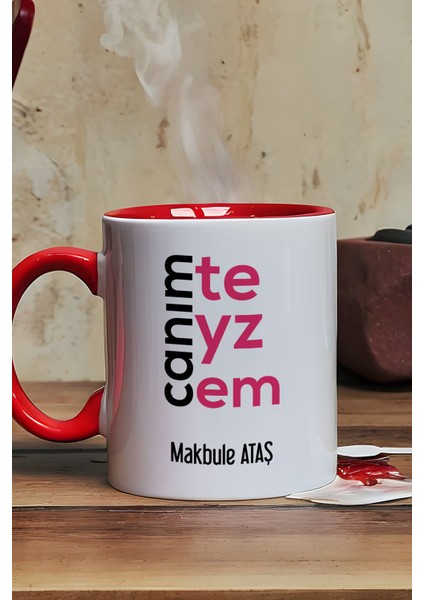 Kişiye Özel Canım Teyzem Kupa Bardak Kırmızı Teyzeye Anneler Günü Hediyesi