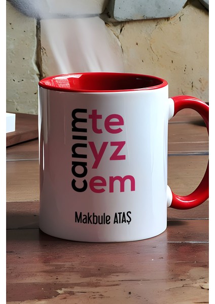 Kişiye Özel Canım Teyzem Kupa Bardak Kırmızı Teyzeye Anneler Günü Hediyesi modelleri