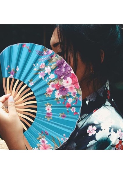 Şık Turkuaz Mavisi Japon Yelpazesi