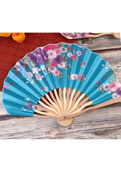 Şık Turkuaz Mavisi Japon Yelpazesi