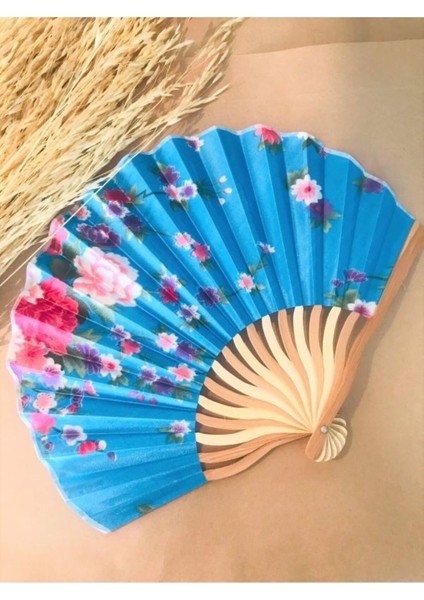 Şık Turkuaz Mavisi Japon Yelpazesi