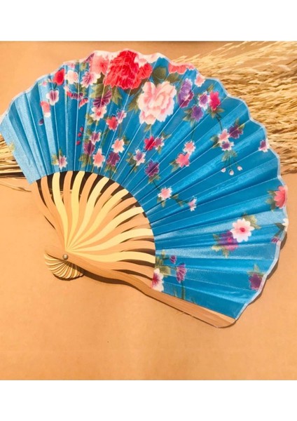 Şık Turkuaz Mavisi Japon Yelpazesi