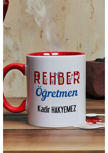 Kişiye Özel Rehber Öğretmen Kupa Bardak Kırmızı Öğretmenler Günü Hediyesi