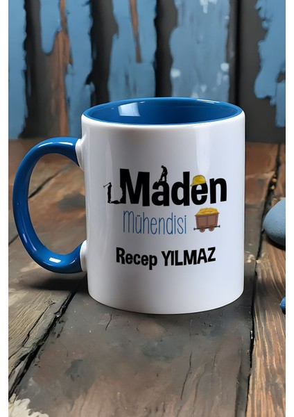 Kişiye Özel Maden Mühendisi Kupa Bardak Mavi Mühendisler Günü Hediyesi