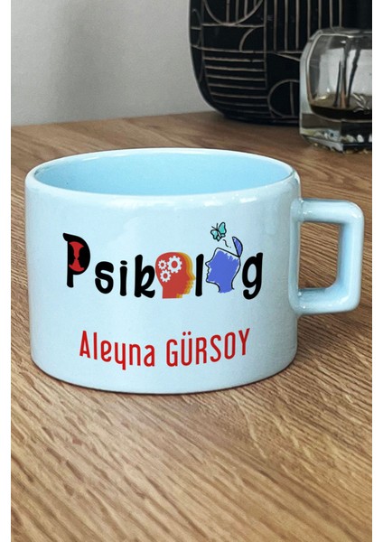 Kişiye Özel Psikolog Pastel Fincan Mavi Isme Özel Tıp Bayramı Hediyeleri