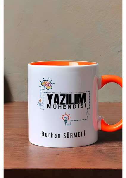Kişiye Özel Yazılım Mühendisi Kupa Bardak Turuncu Mühendisler Günü Hediyesi