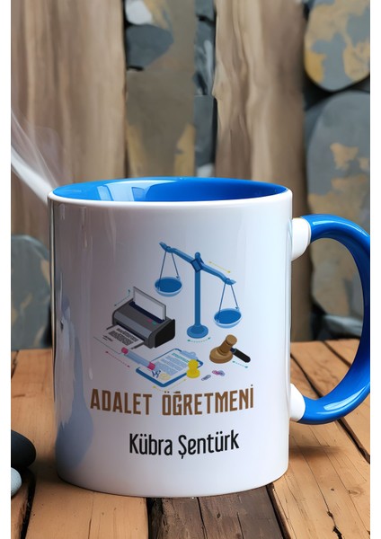 Kişiye Özel Adalet Öğretmeni Kupa Bardak Mavi Öğretmenler Günü Hediyesi fiyatları