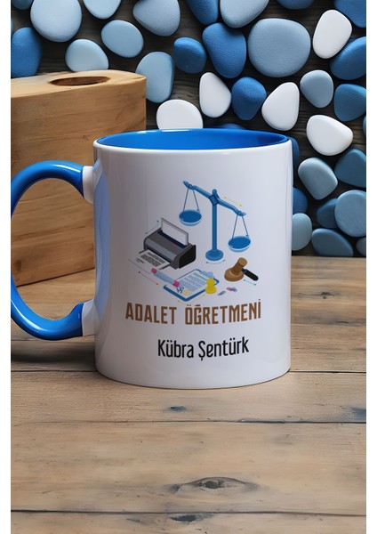 Kişiye Özel Adalet Öğretmeni Kupa Bardak Mavi Öğretmenler Günü Hediyesi modelleri