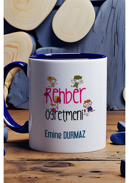 Kişiye Özel Rehber Öğretmeni Kupa Bardak Lacivert Isme Özel Öğretmenler Günü Hediyeleri