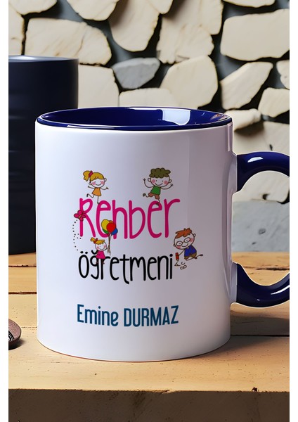 Kişiye Özel Rehber Öğretmeni Kupa Bardak Lacivert Isme Özel Öğretmenler Günü Hediyeleri