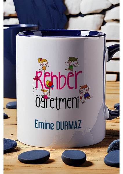 Kişiye Özel Rehber Öğretmeni Kupa Bardak Lacivert Isme Özel Öğretmenler Günü Hediyeleri
