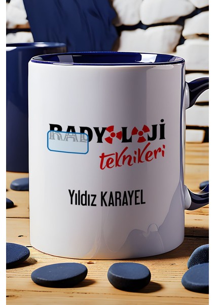 Kişiye Özel Radyoloji Teknikeri Kupa Bardak Lacivert Isme Özel Tıp Bayramı Hediyeleri