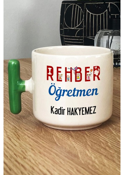 Kişiye Özel Rehber Öğretmen Kupa Bardak T Kulplu Yeşil Öğretmenler Günü Hediyesi
