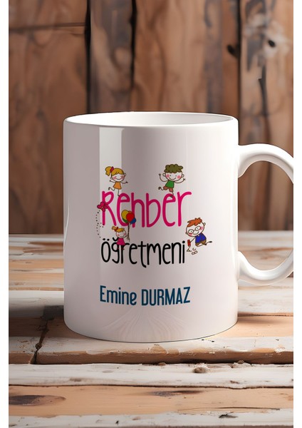 Kişiye Özel Rehber Öğretmeni Kupa Bardak Beyaz Isme Özel Öğretmenler Günü Hediyeleri