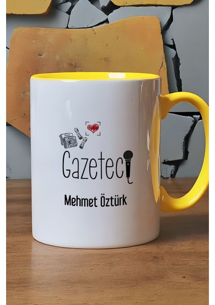 Kişiye Özel Gazeteci Kupa Bardak Sarı Gazeteciler Günü Hediyesi fırsatları
