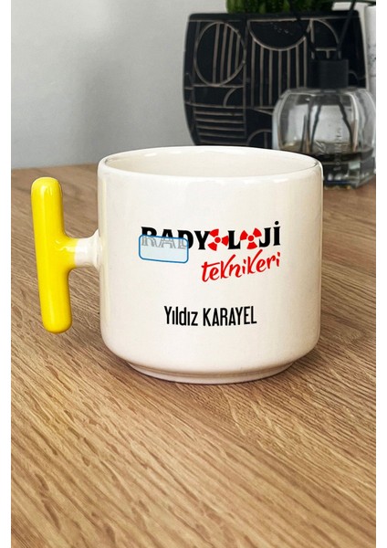 Kişiye Özel Radyoloji Teknikeri Kupa Bardak T Kulplu Sarı Isme Özel Tıp Bayramı Hediyeleri
