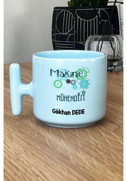 Kişiye Özel Makine Mühendisi Pastel T Kulplu Kupa Bardak Mavi Mühendisler Günü Hediyesi