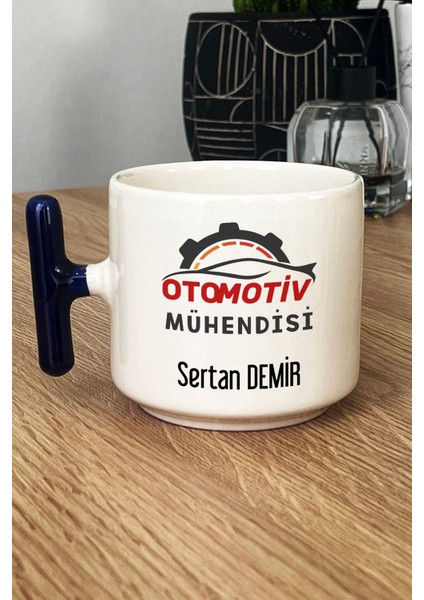 Kişiye Özel Otomotiv Mühendisi Kupa Bardak T Kulplu Lacivert Mühendisler Günü Hediyesi