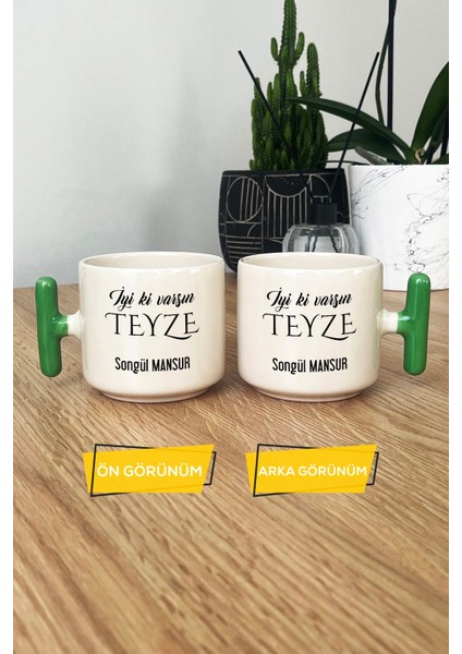 Kişiye Özel Iyi Ki Varsın Teyze Kupa Bardak T Kulplu Yeşil Anneler Günü Hediyesi modelleri