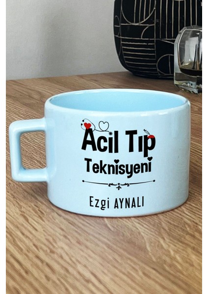 Kişiye Özel Acil Tıp Teknisyeni Pastel Fincan Mavi Att Tıp Bayramı Hediyesi