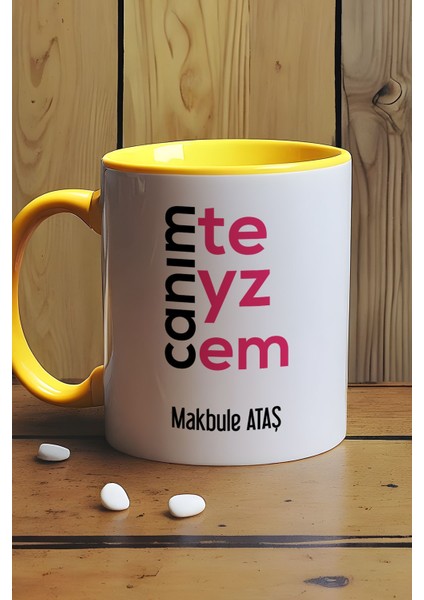 Kişiye Özel Canım Teyzem Kupa Bardak Sarı Teyzeye Anneler Günü Hediyesi