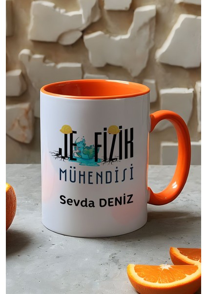Kişiye Özel Jeofizik Mühendisi Kupa Bardak Turuncu Mühendisler Günü Hediyesi