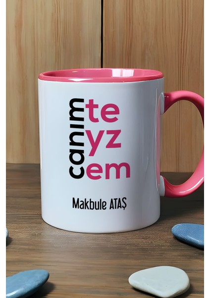 Kişiye Özel Canım Teyzem Kupa Bardak Pembe Teyzeye Anneler Günü Hediyesi