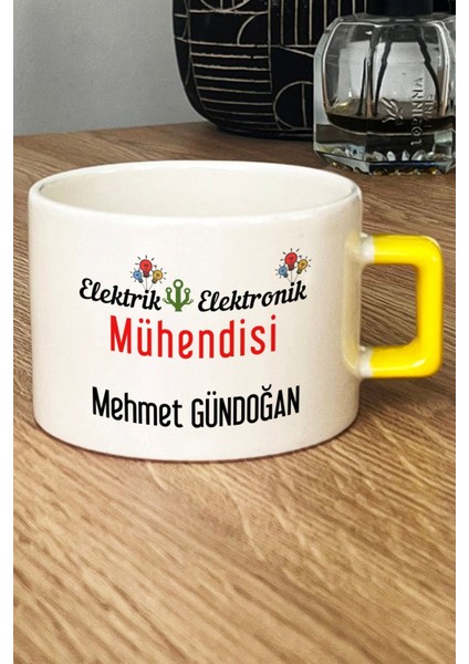 Kişiye Özel Elektrik Elektronik Mühendisi Lüks Fincan Sarı Mühendisler Günü Hediyesi fiyatları