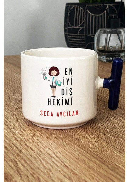 Kişiye Özel Kadın En Iyi Diş Hekimi Kupa Bardak T Kulplu Lacivert