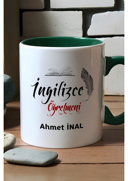 Kişiye Özel Ingilizce Öğretmeni Kupa Bardak Yeşil Öğretmenler Günü Hediyesi fiyatları
