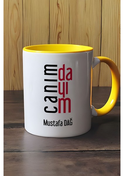 Kişiye Özel Canım Dayım Kupa Bardak Sarı Dayıya Doğum Günü Hediyesi