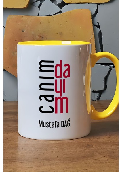 Kişiye Özel Canım Dayım Kupa Bardak Sarı Dayıya Doğum Günü Hediyesi