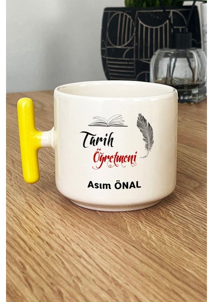 Kişiye Özel Tarih Öğretmeni Kupa Bardak T Kulplu Sarı Öğretmenler Günü Hediyesi