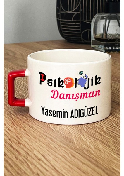 Kişiye Özel Psikolojik Danışman Lüks Fincan Kırmızı Tıp Bayramı Hediyesi