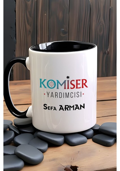 Kişiye Özel Komiser Yardımcısı Kupa Bardak Siyah Polisler Günü Hediyesi
