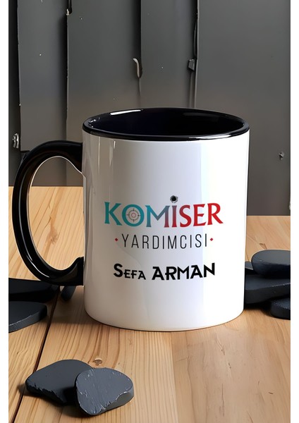 Kişiye Özel Komiser Yardımcısı Kupa Bardak Siyah Polisler Günü Hediyesi